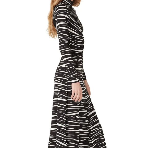 STINE GOYA Asher Ruched Stretch-Jersey Midi Dress ~ Black & White stripes XS - Picture 8 of 12